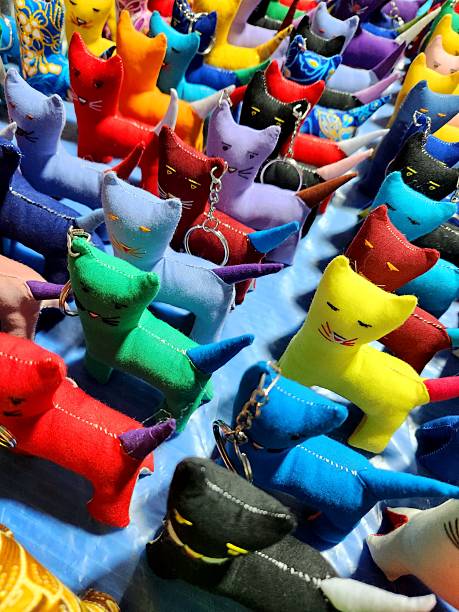 istock Colorful Handmade Cat Keychains  Local Craft Market Charm 2244065330