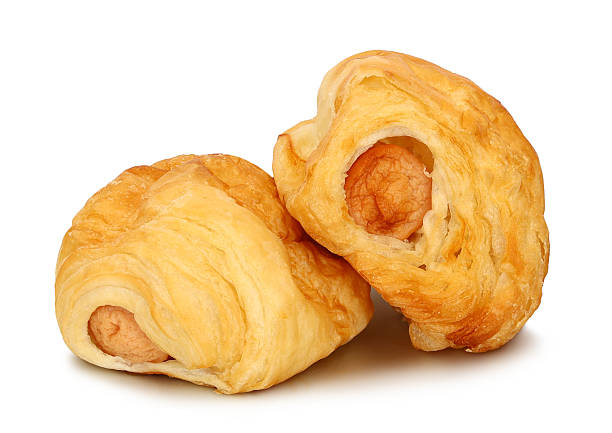 croissant with sausage isolated on white background