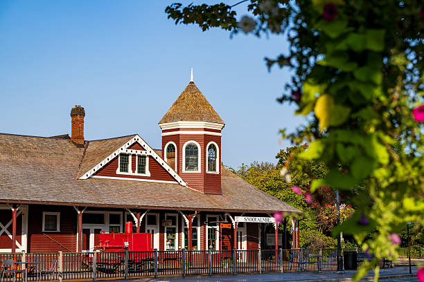 Snoqualmie WA, USA - September 20, 2025:  The Historic Snoqualmie Train Depot, part of the National Register of Historic Places and a City of Snoqualmie and King County Landmark, is the longest continuously operating train depot in the state of Washington.