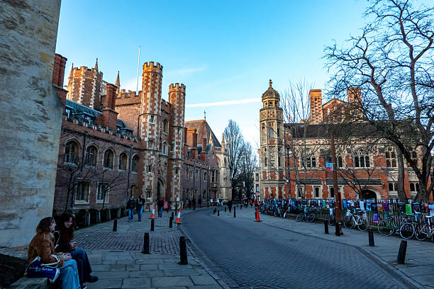 Cambridge, UK - February 02, 2025: A street scene in Cambridge, UK, with the historic architecture and vibrant atmosphere of Cambridge University.