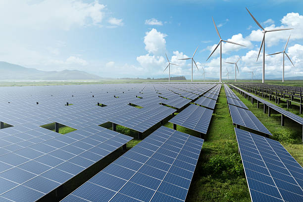 istock Energy transition concept ESG solar and wind farm for decarbonization and net zero 2244089030