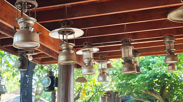 Storm lantern or hurricane lamp hanging for decoration.