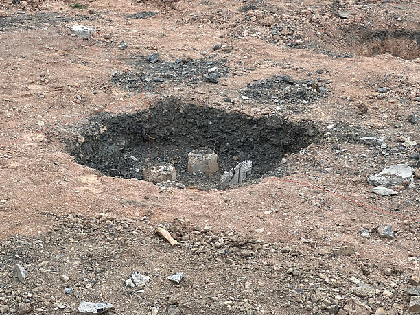 istock hole and cement pol in industry site 2244089332