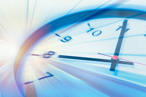 istock Clock face with fast speed moving blur, Business times, Rush hours time working concept 2244092134