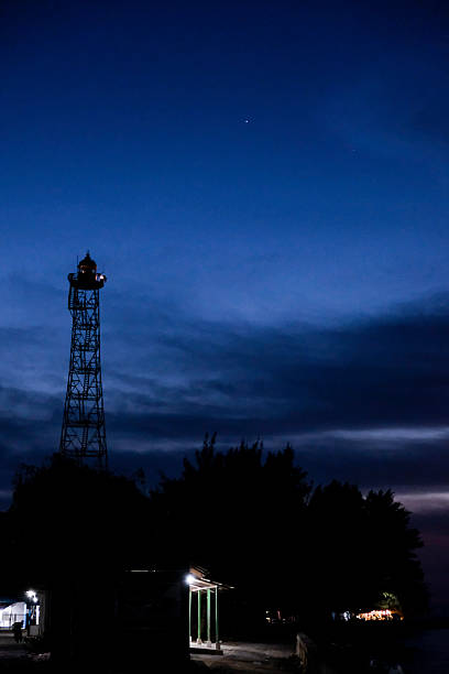 istock Lighthouse with blue hour background on North Rupat, Riau 2244097913