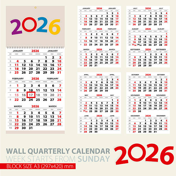 istock Print template of wall quarterly calendar for 2026 year. 2244108791