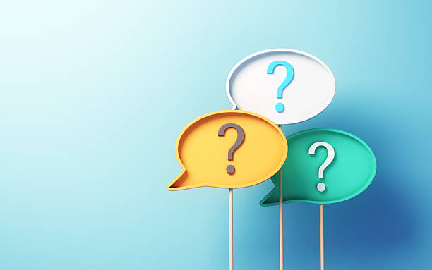 istock Colorful Question Mark Text Inside Colorful Speech Bubbles on Turquoise Soft Infinite Background 2244110206