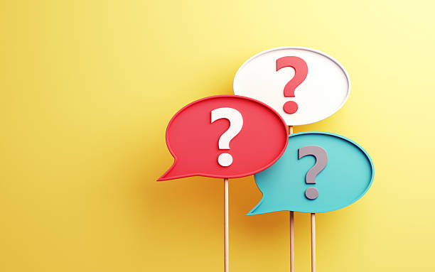 istock Colorful  Question Mark Text in Colorful Speech Bubble on Yellow Soft Infinite Background 2244110391