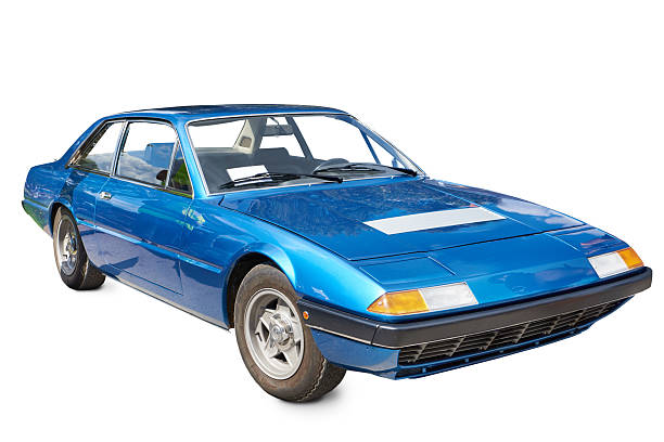 istock Retro blue sport car isolated on white 2244110891