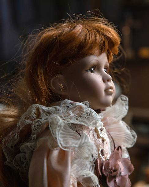 Head of an antique doll at second hand shop in the Netherlands