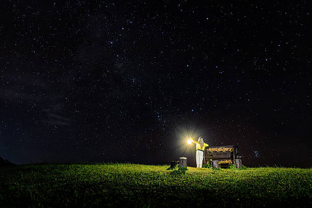 Night sky with stars at  Doi Samer Dao or Doi Samoe Dao, Nan, Thailand