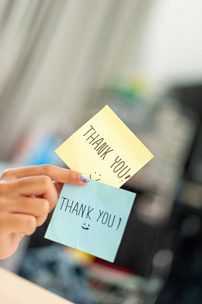 istock Thank you notes expressing gratitude office workspace bright environment close-up view 2244114189
