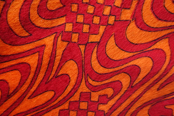 Top view of red and orange pile fabric