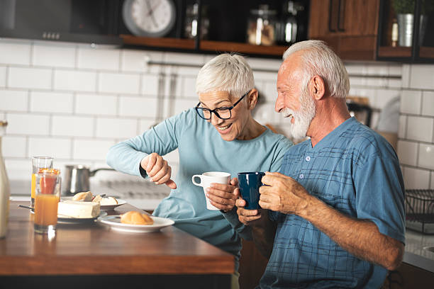 istock Senior couple during a healthy breakfast in their kitchen 2244119572