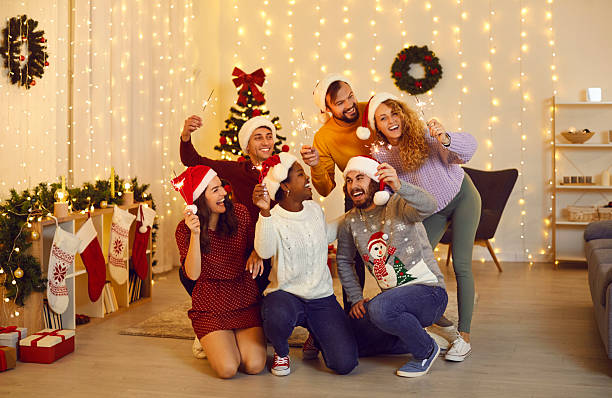 istock Happy diverse people celebrate New Year together 2244121568