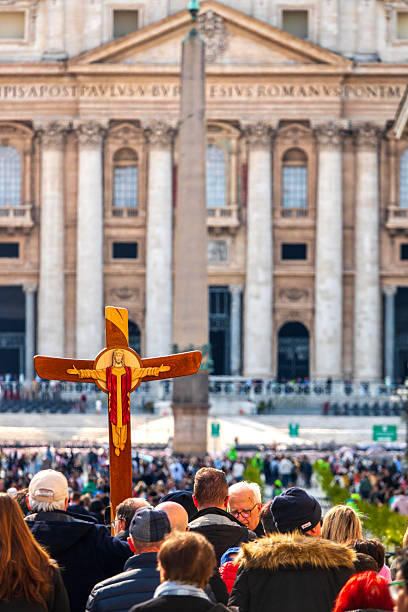 Vatican - Aug 29, 2025: Christian pilgrims arriving at the St. Peter's Square in Vatican