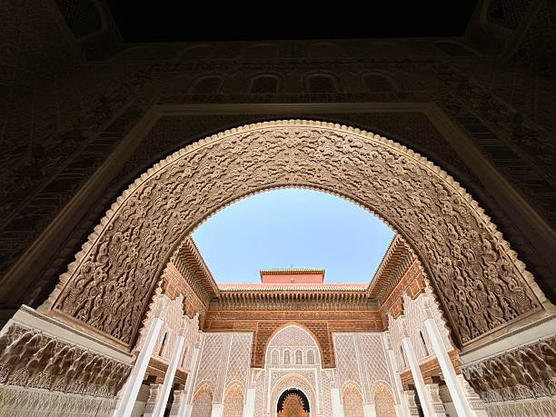 istock Ben Youssef Madrasa courtyard architecture in Marrakech, Morocco 2244126861