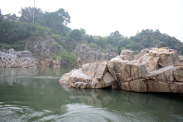 istock peaceful stillness at marble rocks, bhedaghat 2244131735