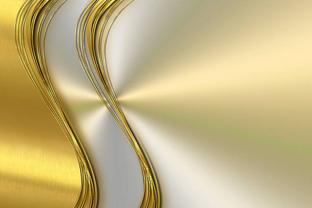 istock Holiday gold, silver and beige gradient background with decorative gold ribbons. 2244132371