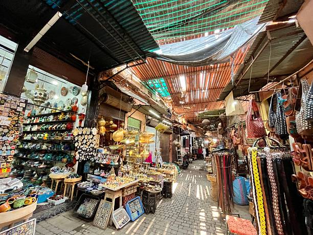 istock Marrakech Medina souk alleyway selling traditional Moroccan crafts 2244132685