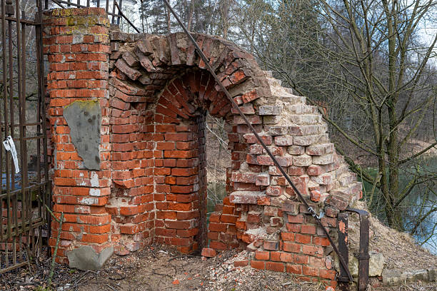 istock The crumbling old red brick arch of the bridge 2244136211
