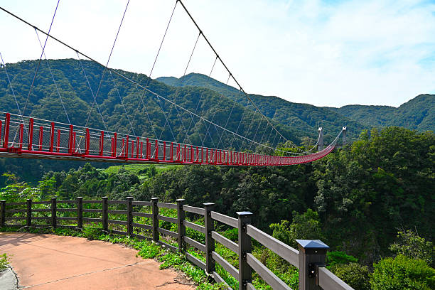 istock An ownerless red bridge that connects cliffs and cliffs to anyone who can pass 2244145262