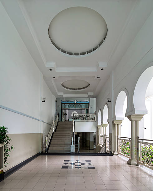 istock Interior architecture of Al-Bukhari Foundation Mosque, Kuala Lumpur, Malaysia, featuring staircase, arches, and ceiling details 2244148647