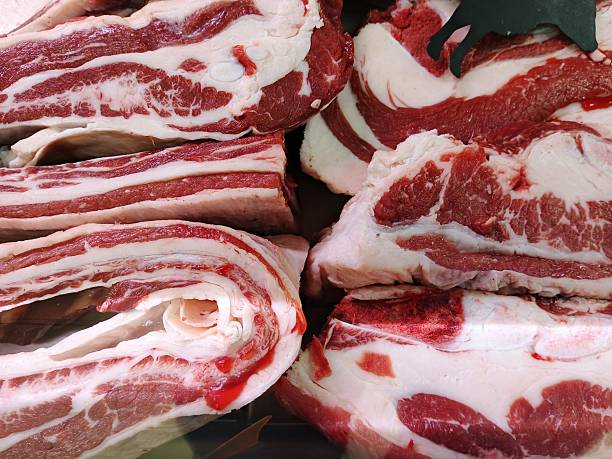 minced animal meat on display in a store
