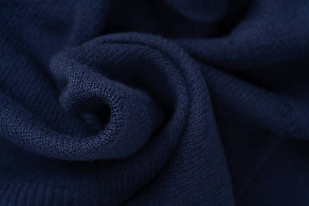istock Navy blue merino wool sweater texture as background. Top view. 2244153671