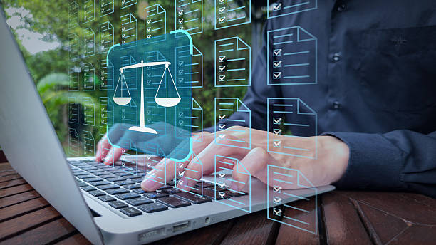 istock Outdoor Legal Documentation with Justice Scale Overlay 2244154123