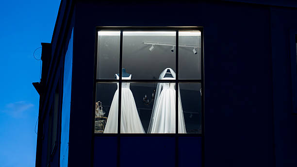 Moscow, Russia - October 11, 2014: International festival Circle of Light, Tsaritsyno, Illuminated wedding dress.