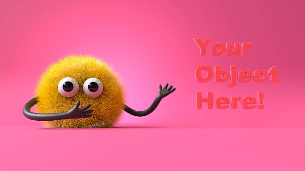 istock Fluffy, cute monster presents a space for 