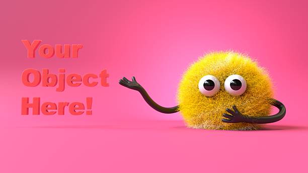 istock Fluffy, cute monster presents a space for 