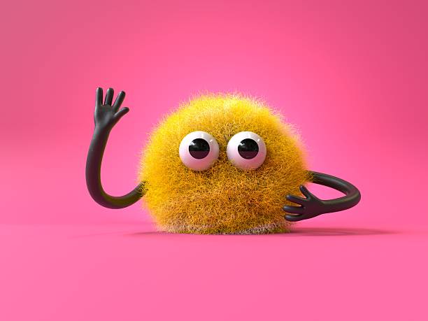 istock Fluffy, cute monster waving 2244156827