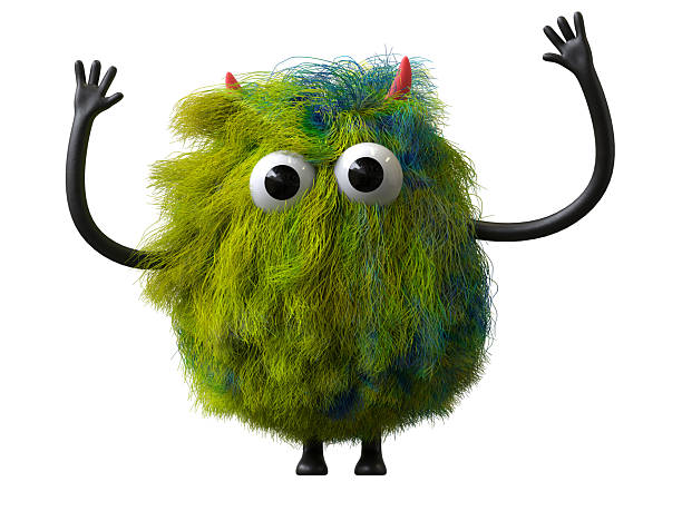 istock Fluffy, cute monster with raised arms 2244159261