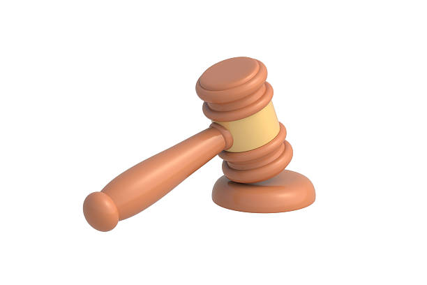 Single judge gavel isolated on white background. Hammer for auction. Jury accessory. 3d render
