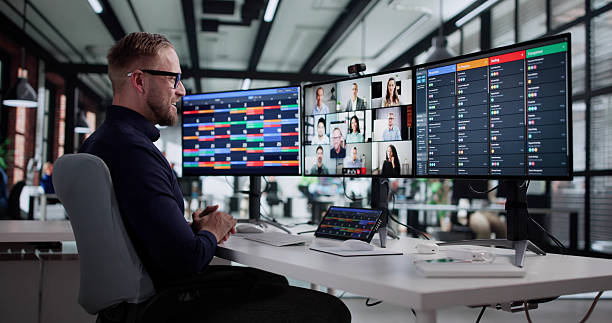 istock The Young Man Participates In A Remote Office Video Conference 2244161849