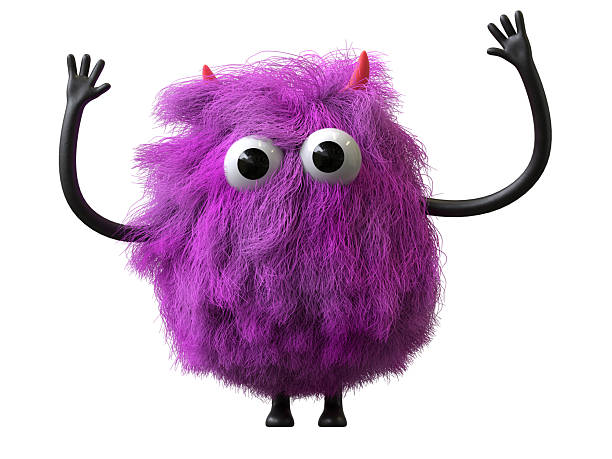 istock Fluffy, cute monster with raised arms 2244162834