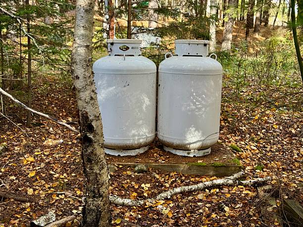 istock Propane cylinders outside a metal forest hut in autumn 2244163532