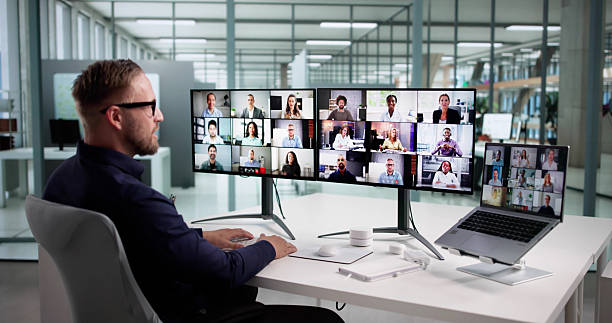 istock Young Businessman Conducts Online Meeting 2244166428