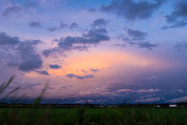 colorful dusk on a windy autumn day