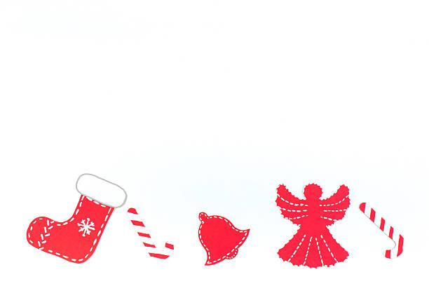 Christmas composition on white isolated background with blank space for ads. Top view