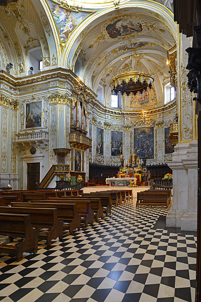 Bergamo, Italy.  Dome interior. One of the most important monuments of the city and attractions for tourists in Citta Alta, historical Lombardy - UNESCO World Heritage Site