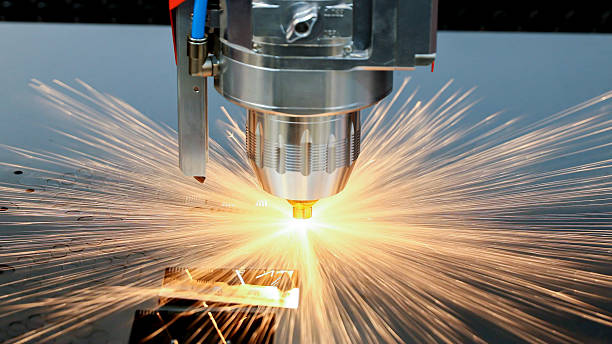 istock Cnc milling machine. Processing and laser cutting for metal in the industrial. Motion blur. Industrial exhibition of machine tools. 2244182169