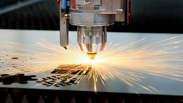 istock Cnc milling machine. Processing and laser cutting for metal in the industrial. Motion blur. Industrial exhibition of machine tools. 2244182177