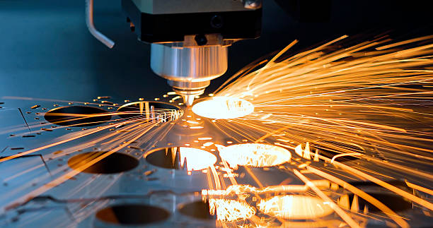 istock Cnc milling machine. Processing and laser cutting for metal in the industrial. Motion blur. Industrial exhibition of machine tools. 2244182184