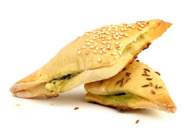istock Food - Filled Pastry with Spinach on white Background 2244184946