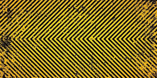 istock Warning sign with yellow and black diagonal lines. Attention, danger or caution symbol. Construction site signage, road safety notice, hazard banner, security alert shield. Vector illustration 2244191678