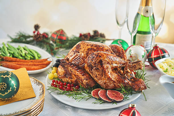 Roasted Holiday Turkey with Vegetables for Christmas Dinner