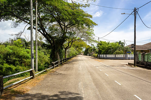 istock Daylight Road Scene with Tree Shadows and Clear Sky 2244194419